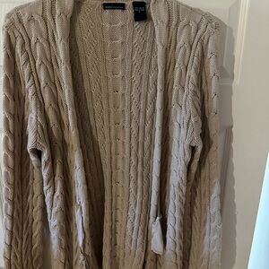 Moda International Cable-Knit Open Cardigan